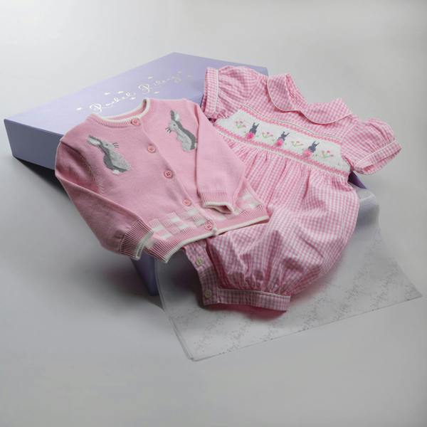 Rachel Riley Pink Bunny Smocked Gift Set