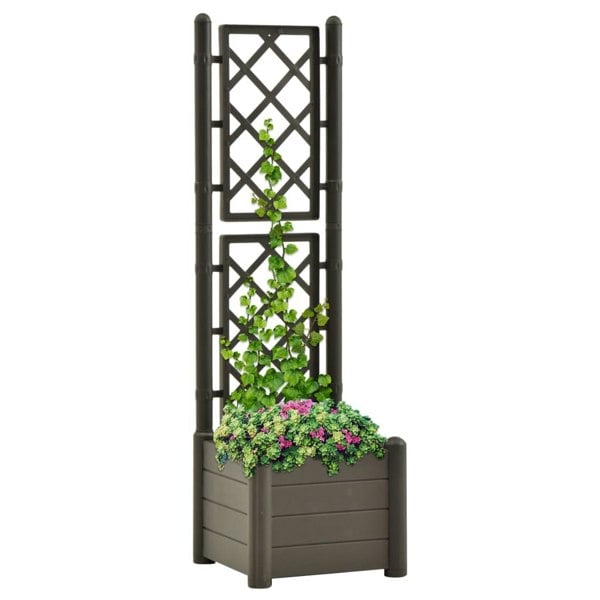 Berkfield Garden Planter with Trellis 43x43x142 cm PP Anthracite