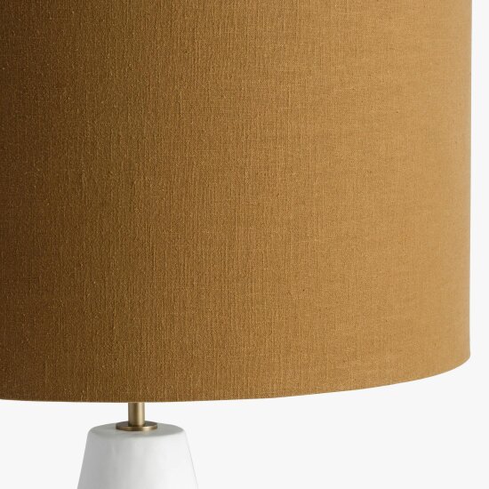 Wyld Haus Long Island Large Round White Bamboo Table Lamp with Ochre Shade