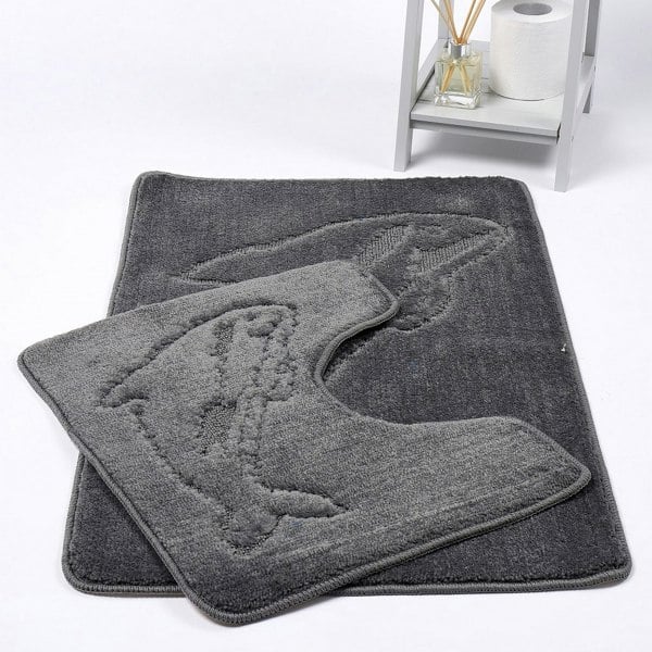 HomeSpace Direct Dolphin Anti-Slip Bath Mat and Pedestal Mat 2 Piece Set