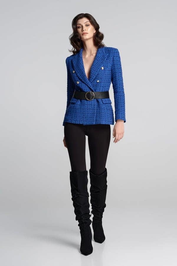 Rumour London Cambon wool-blend boucle tweed blazer in royal blue