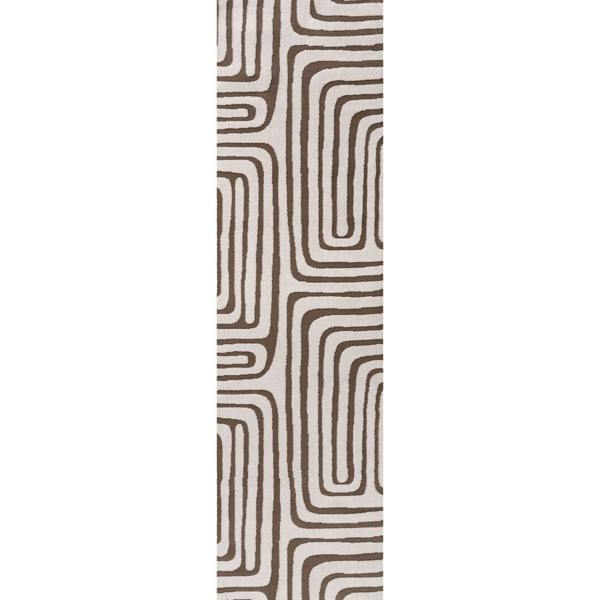 Rectangular mat with brown wavy pattern on a white background