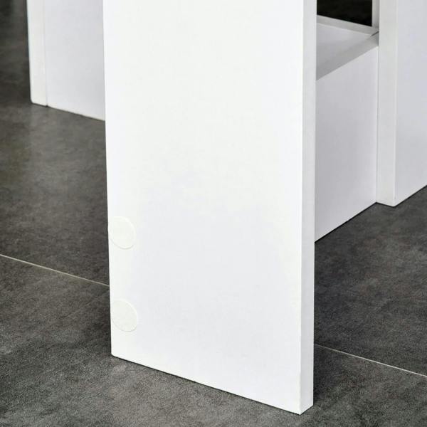 White table leg base with smooth paneling and sturdy rectangular frame