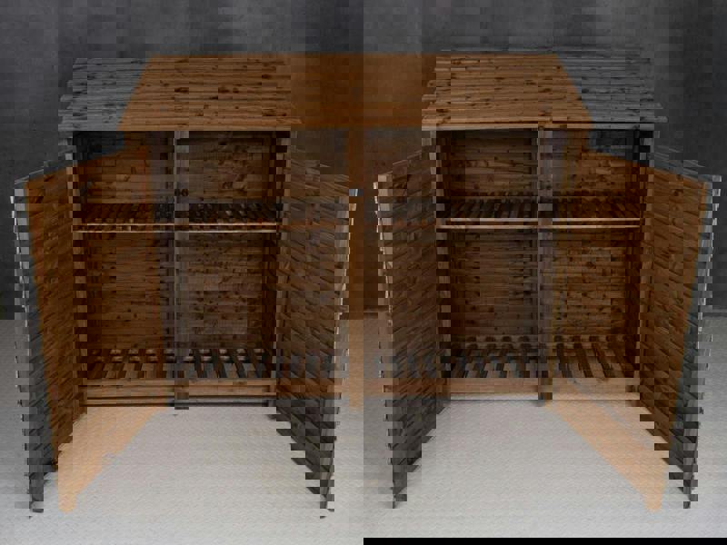 Arbor Garden Solutions Wooden Log Store with Doors and Shelf W-227cm, H-126cm or 180cm, D-88cm - Brown Finish