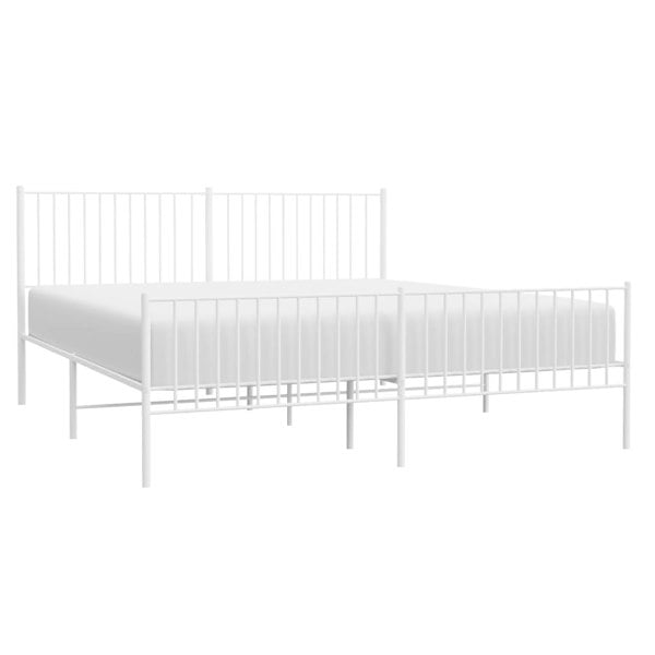 Berkfield Metal Bed Frame with Headboard and Footboard White 180x200 cm