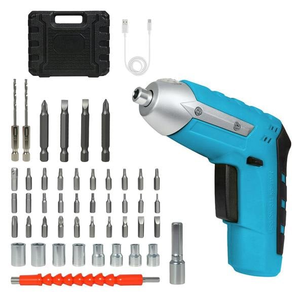 Traderight 47pcs Cordless Screwdriver Set 1300mAh Rechargeable 3.0N.m Torque