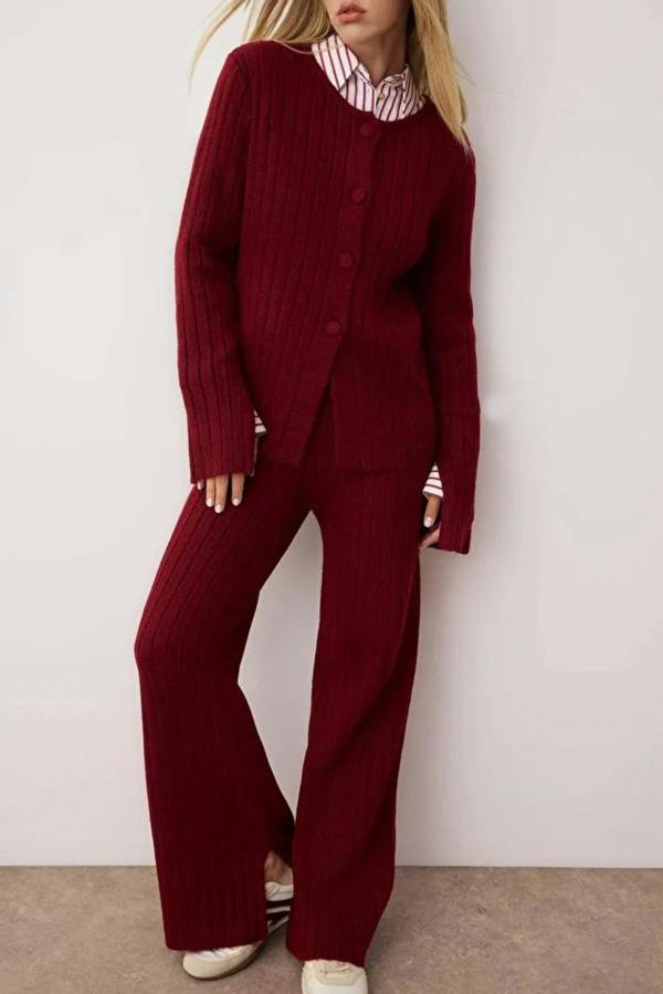 WOVCOR 2-Piece Soft Texture Knit Sweater & Pants Set