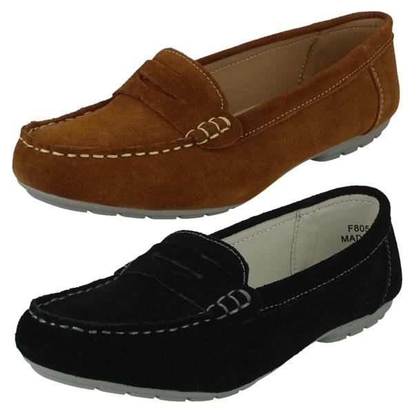 Leather Collection Ladies Leather Collection Moccasin Shoes F80558