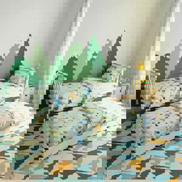 Kudlhome Jinsen Single Bed Frame with Trundle / Guest Bed, White