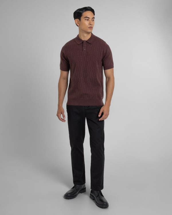 Steel & Jelly Tarvin - Geo Texture Knitted Polo Shirt