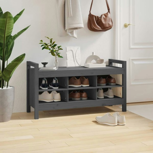Berkfield Hall Bench Grey 110x40x60 cm Solid Wood Pine