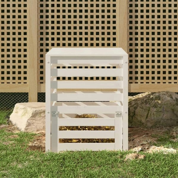 Berkfield Composter White 63.5x63.5x77.5 cm Solid Wood Pine