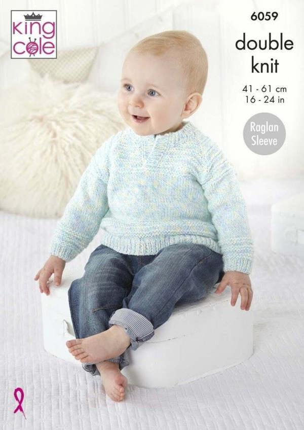 King Cole Cloud Nine DK Knitting Pattern 6059, Cardigans, Sweaters for Baby, 16 - 24 Inches