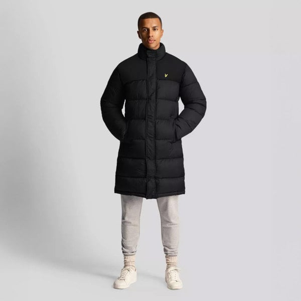 Lyle & Scott Longline Wadded Puffer Jacket Coat - Navy Blue