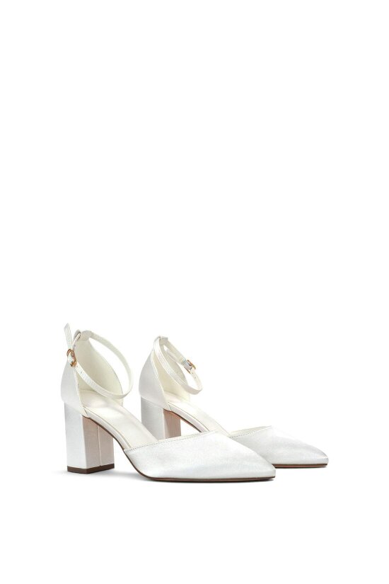 XY LONDON Ankle Strap Block Heel Court Shoes