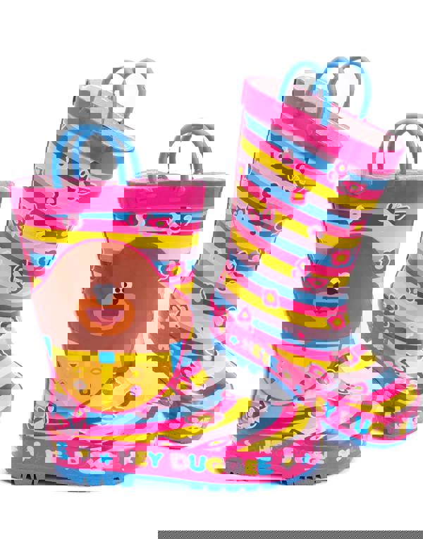 Hey Duggee Girls Pink Duggee With Icon All-Over Print Wellington Boots with Handles