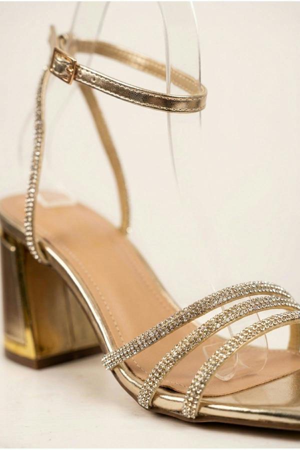 Cordelia Rhinestone Strap Block Heel Sandals | colour:GOLD