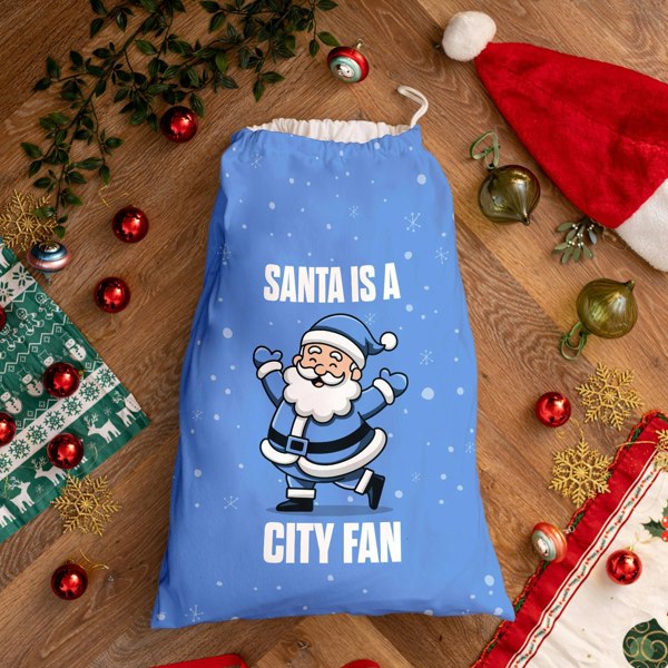 BritishmadeGifts Santa is a City Fan - Football Fan Santa Sack