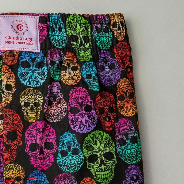 MULTI SKULL COTTON POPLIN PRINT BOXER SHORTS – Premium Men's Patterned Shirt by Claudio Lugli | Bold Design, Tailored Fit, Best Printed Shirts