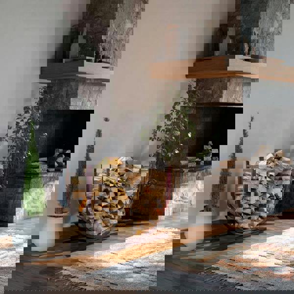 Nicoman Pre-Rusted Metal Firewood Log Holder