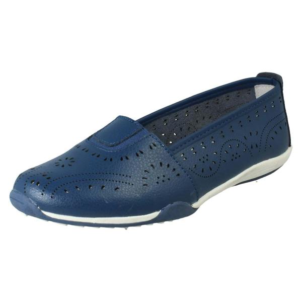 Down to Earth Ladies Down To Earth Punch Detail Casual Shoes F80578