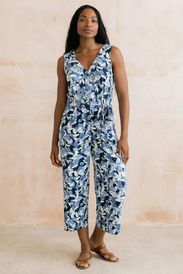 Lily & Me Allium Printed Jersey Jumpsuit Navy