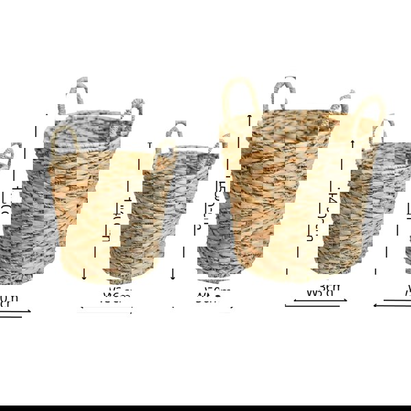 Ivyline Water Hyacinth Woven Log Basket with Handles Set of 2