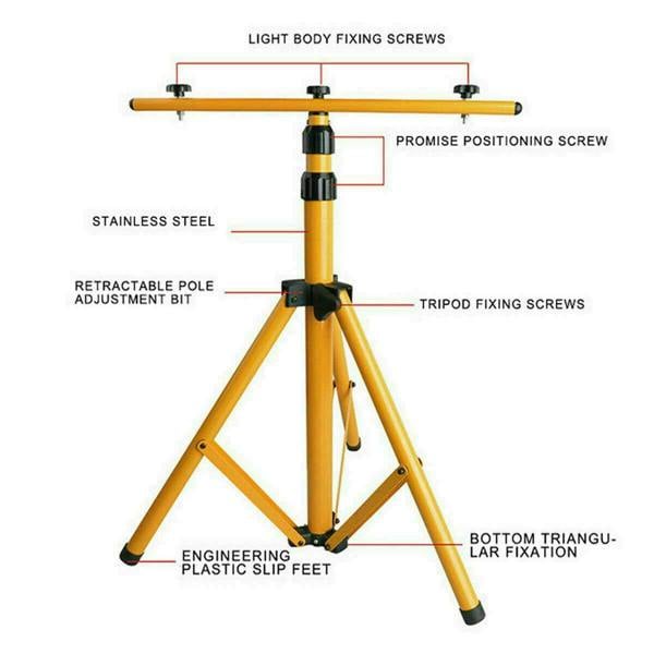 HYGRAD BUILT TO SURVIVE HYGRAD® LED Flood Light Tripod Stand Portable Work Site Floodlight Telescopic Tripod UK