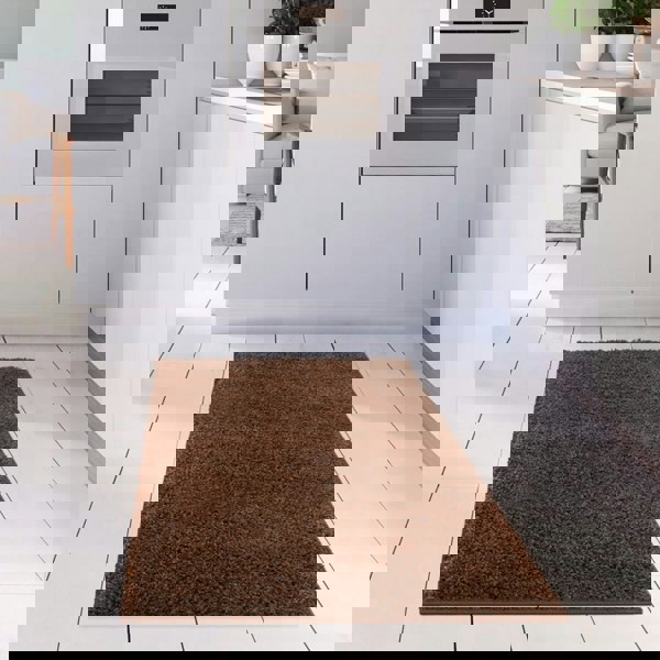 Shaggy Rug Plain Brown non-shedding, high-quality