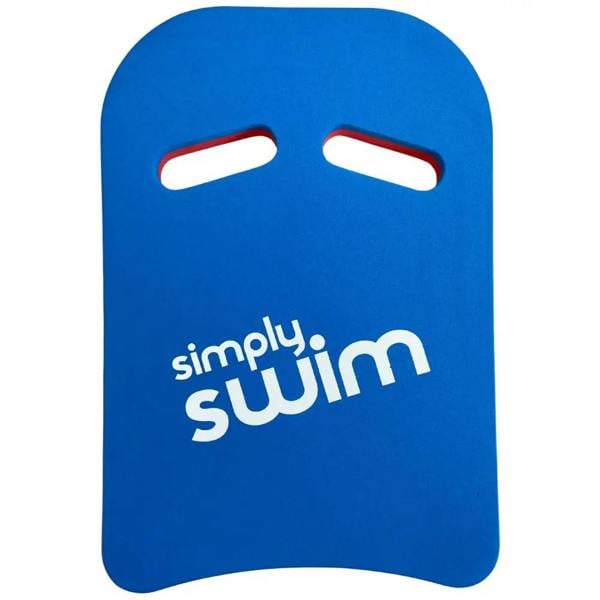 Blue Simply Swim adult kickboard with red handles and logo