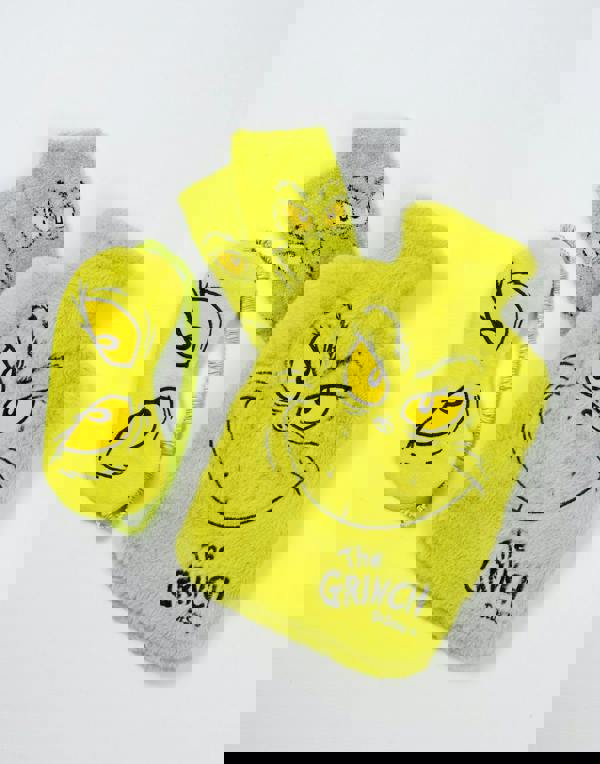 The Grinch Unisex Green Character Hot Water Bottle With Eye Mask and Socks (One Size)