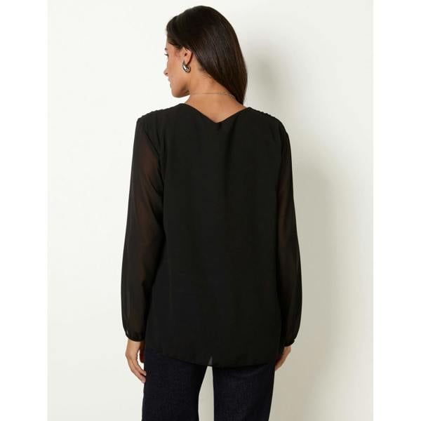 Blue Vanilla Long Sleeve Pleated Top