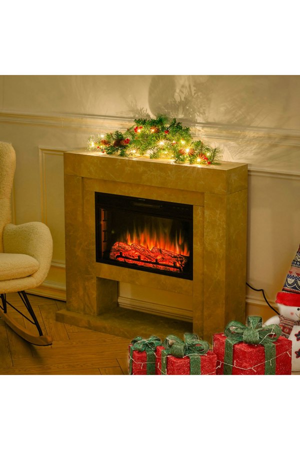 Living and Home Artificial Christmas Mantel Swag with LED Warm White Lights 90cm