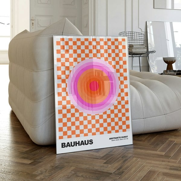 Bauhaus Art Print - Tangerine Checkerboard