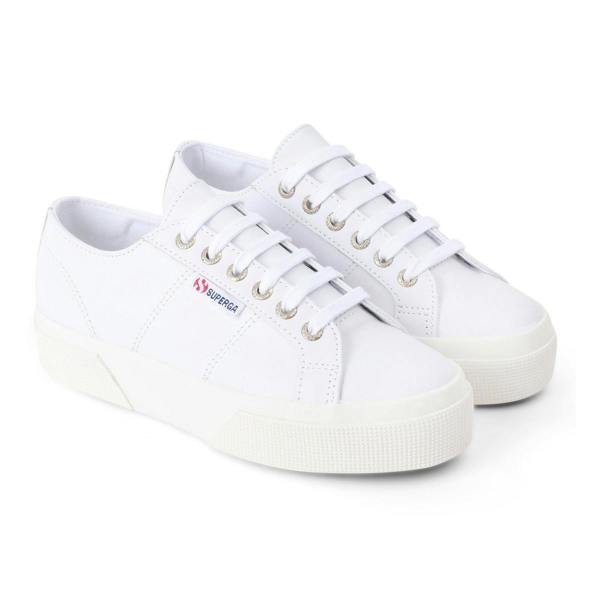 Superga Womens/Ladies 2740 Nappa Leather Platform Trainers - Optic White/Avorio - 