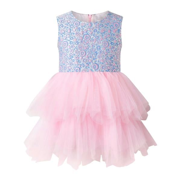 Rachel Riley Floral Damask Tulle Dress