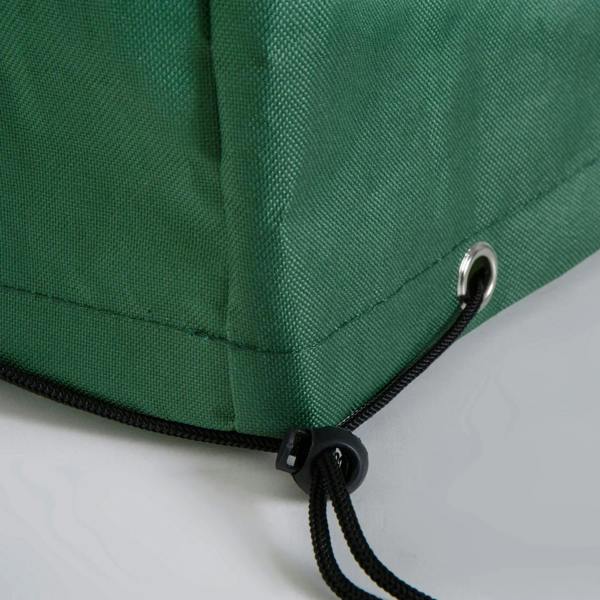 Green patio furniture cover corner with grommet and tightening drawstring