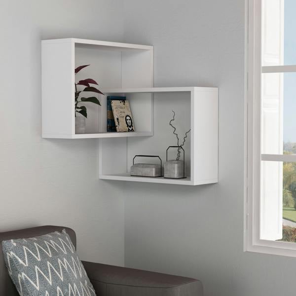 Decortie Ring Corner Wall Mounted Modern Bookcase Display Unit 60cm