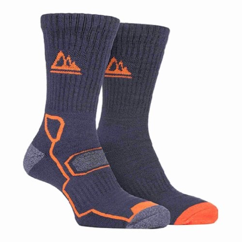 Storm Bloc 2 Pack Mens Super Soft Bamboo Trekking Hiking Socks for Boots - 6-11 UK - Charcoal Amber
