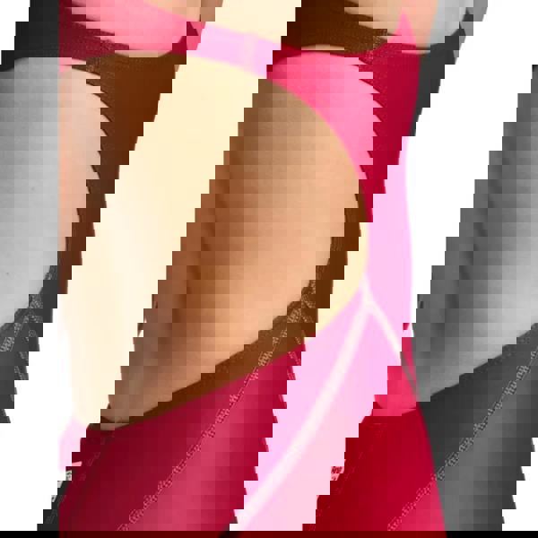 Red Arena Girls Powerskin bodysuit with silver zipper and recycled materials