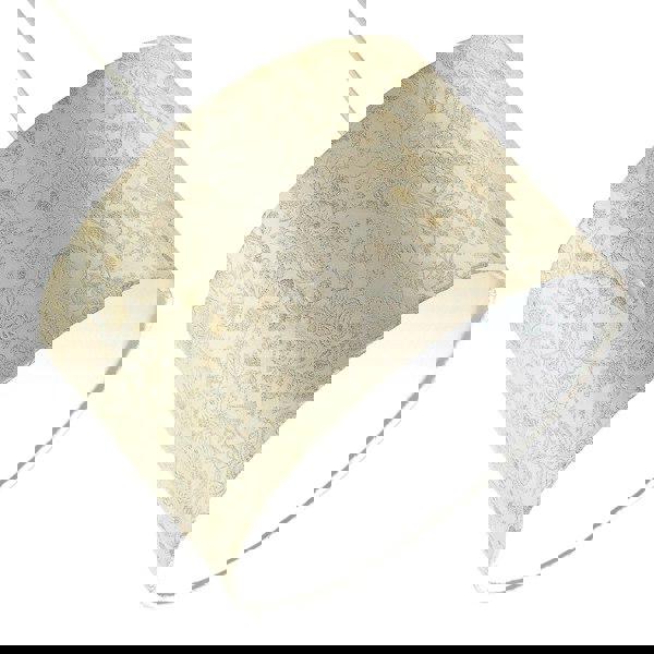 Chic Textured Off-Cream Jacquard Drum Shade with Gold Foil Decor Print Image 4