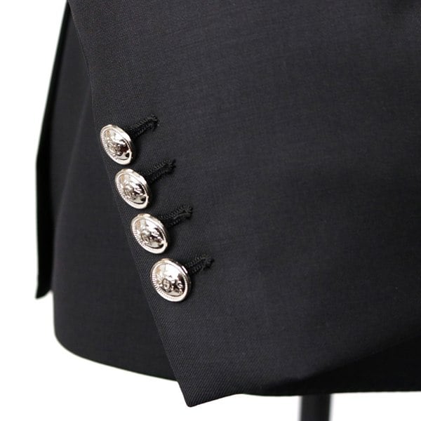 David WeJ Plain Single Breasted Peak Lapel Blazer - Black