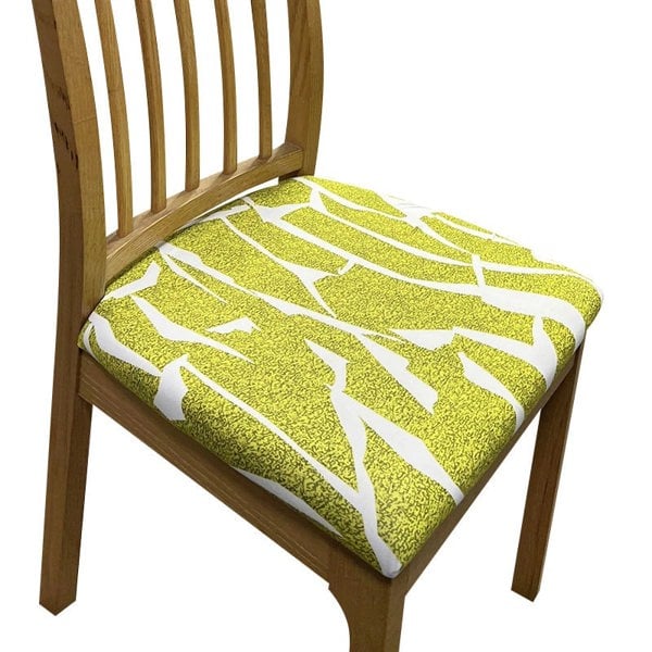 Anyseat Chair Cover Gold and White Crack Linear Design Stretch Seat Cover for Home Dinning Kitchen Washable Removable