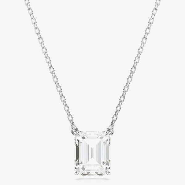 Swarovski Stilla Rhodium Plated White Octagonal Necklace 5693405