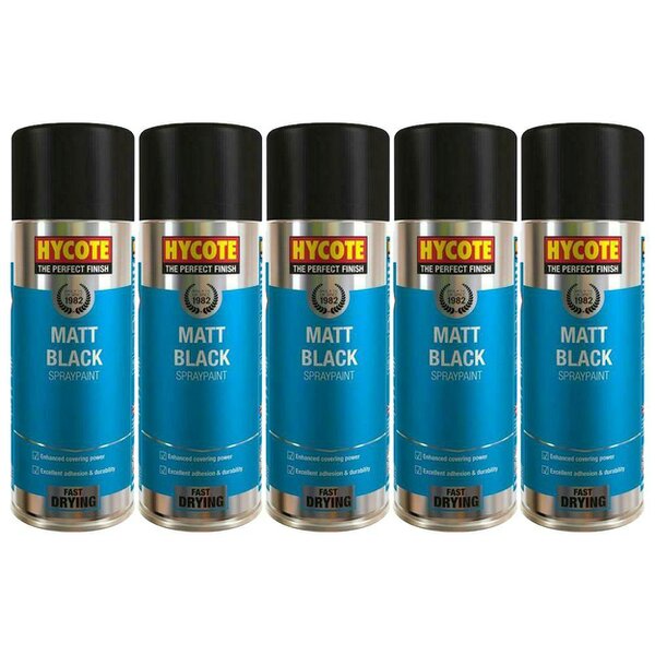 Hycote 5X Hycote Matt Black Spray Paint 400ml