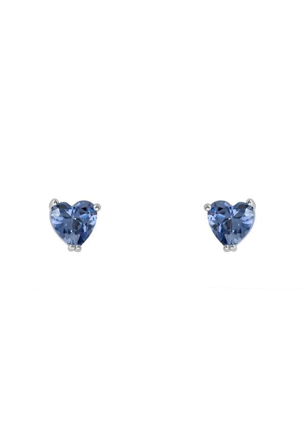 Blue gemstone heart stud earrings.