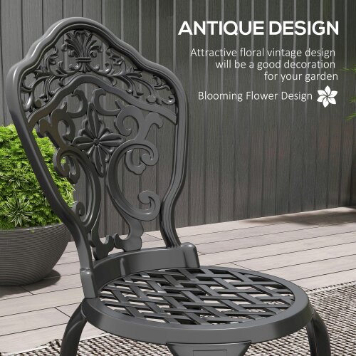 Wyld Haus Rirara Aluminium Black 3 Piece Floral Outdoor Bistro Garden Set