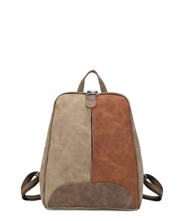 Kitise ColorBlock Faux Suede Backpack Adjustable Shoulder Strap