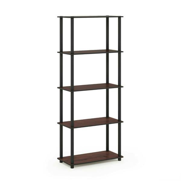 WALPLUS Durable Turn-N-Tube 5-Tier Multipurpose Shelf Display Rack, Dark Cherry/Black for Study Room