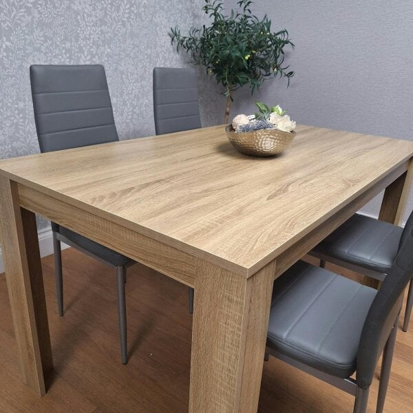 Kosy Koala Dining Table and 4 Chairs Oak Effect Table With 4 Grey Chairs Dining Room Furniture